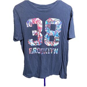 Brooklyn Calling N.Y.C Men's T Shirt Size Medium Navy Blue Cotton Spell Out Tee